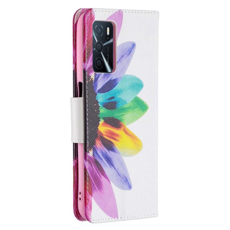 Custodia in pelle Oppo A16 / A16s Fiore Dell'acquerello