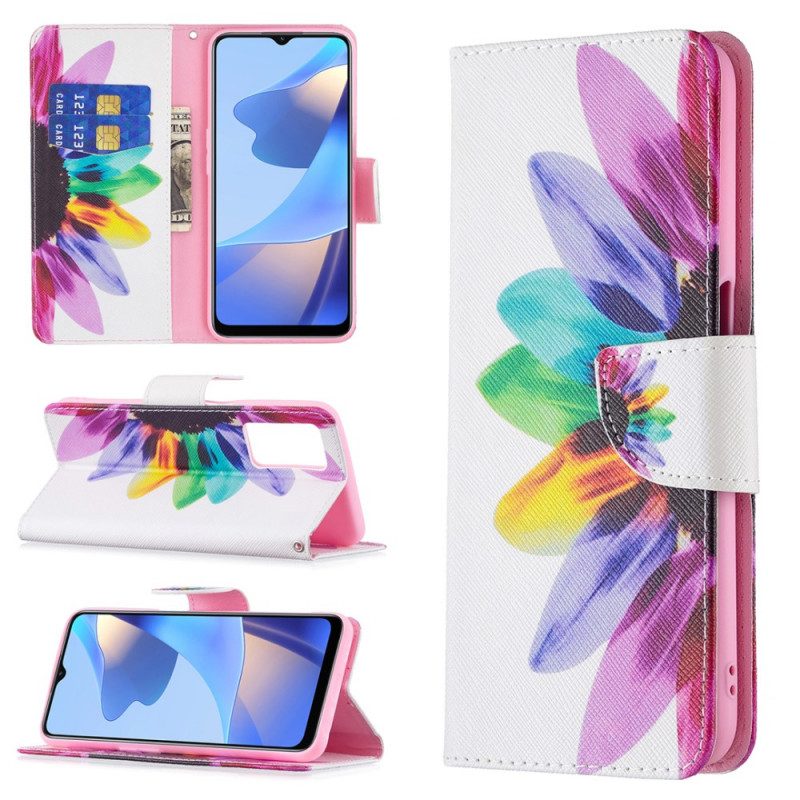 Custodia in pelle Oppo A16 / A16s Fiore Dell'acquerello