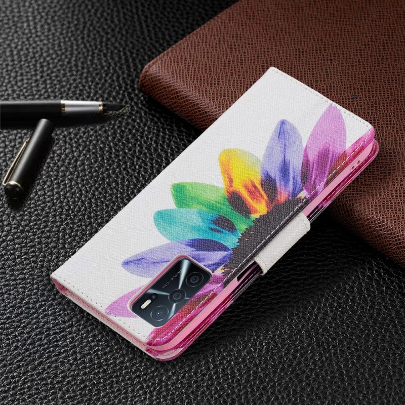 Custodia in pelle Oppo A16 / A16s Fiore Dell'acquerello