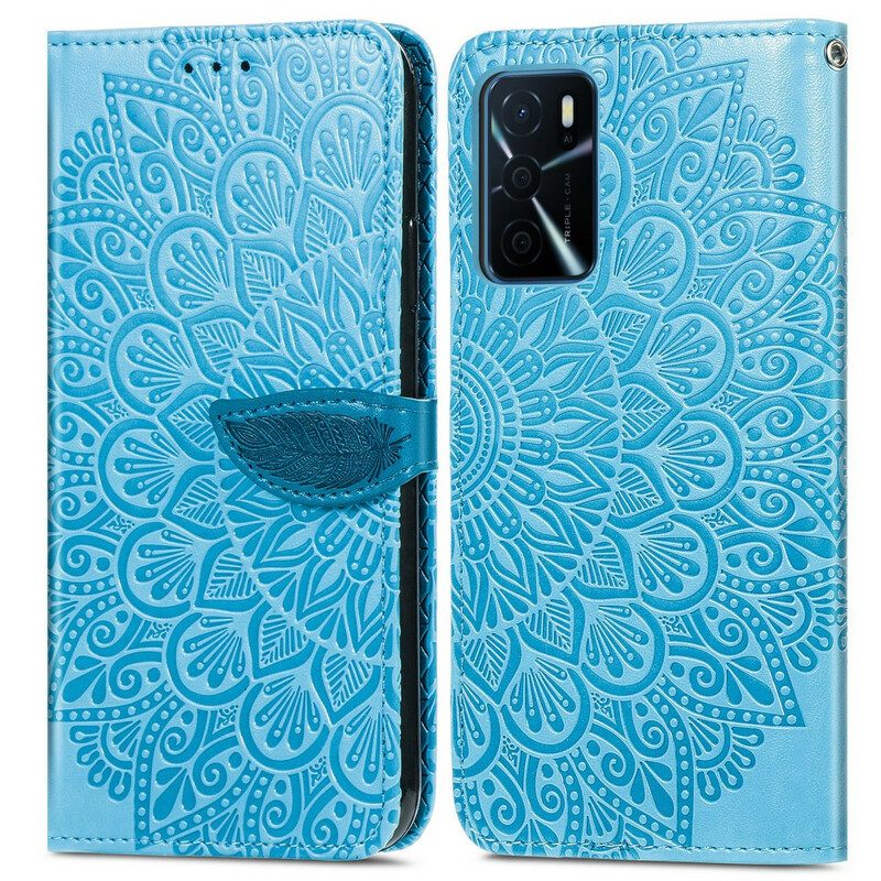 Custodia in pelle Oppo A16 / A16s Foglie Tribali