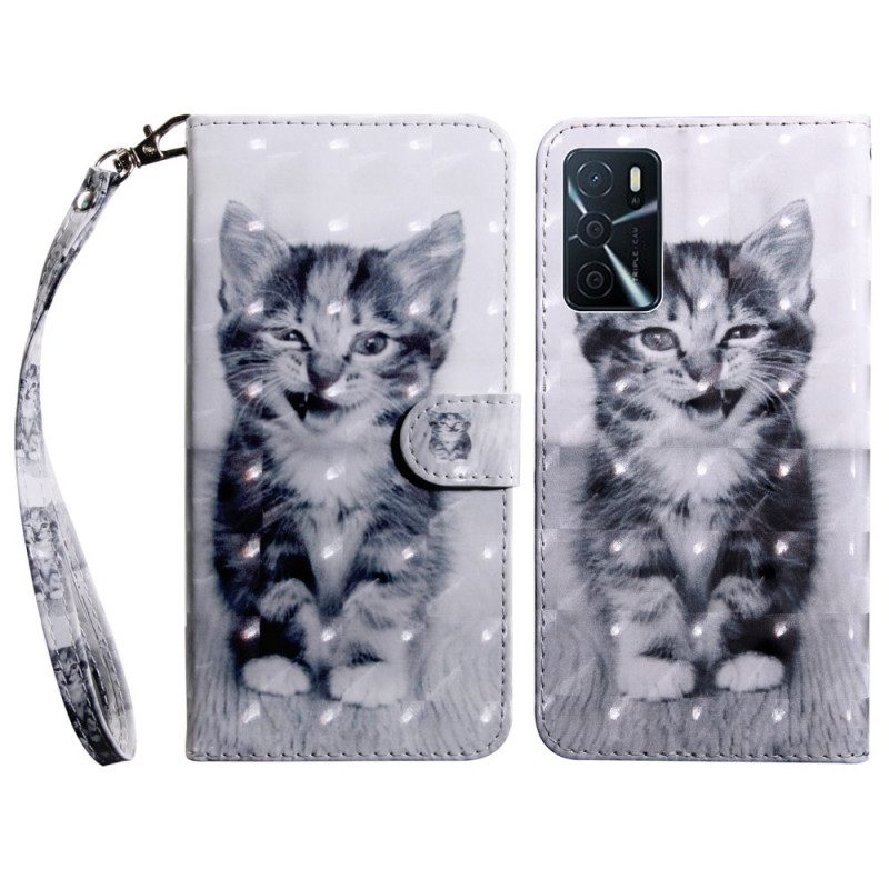 Custodia in pelle Oppo A16 / A16s Gatto Bianco E Nero