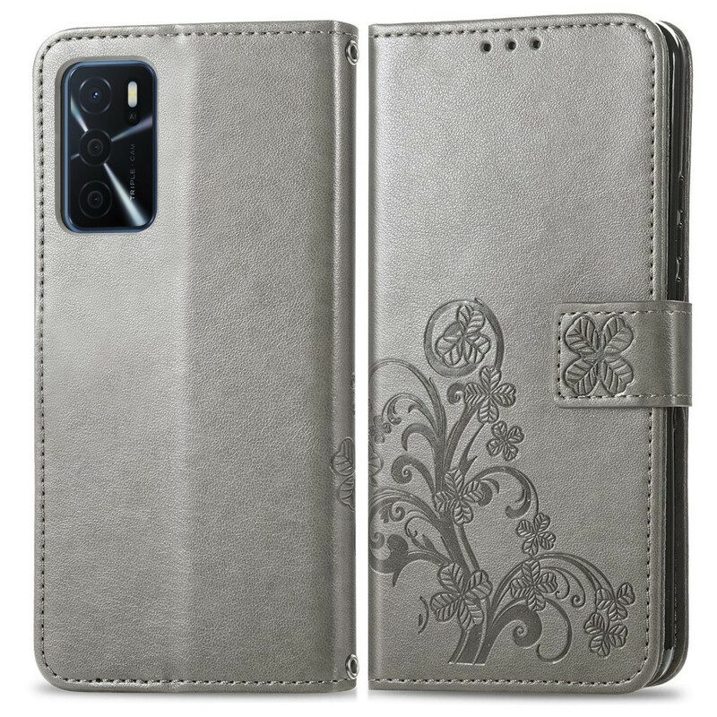 Custodia in pelle Oppo A16 / A16s Quadrifoglio