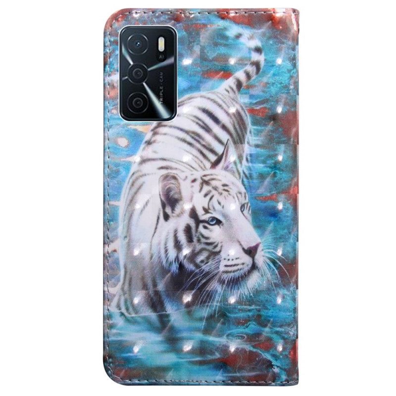 Custodia in pelle Oppo A16 / A16s Tigre In Acqua