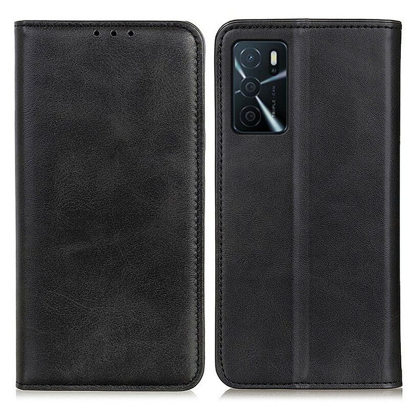 Folio Cover Oppo A16 / A16s Custodia in pelle Crosta Di Pelle Sobria