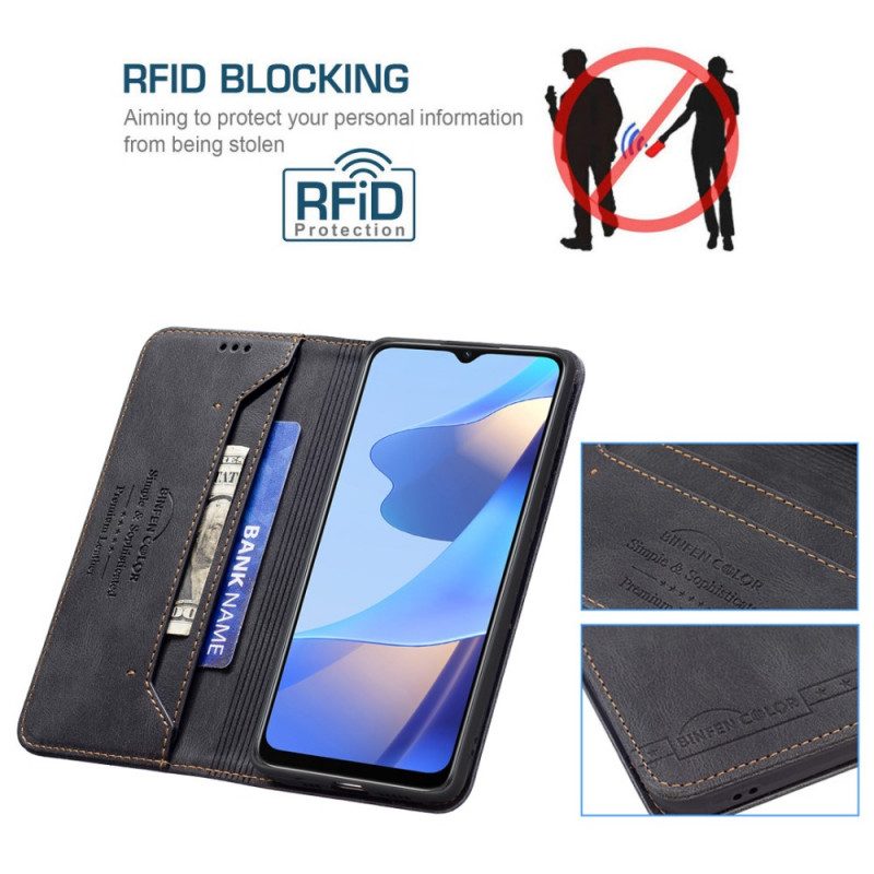 Folio Cover Oppo A16 / A16s Custodia in pelle Cucito Rfid A Colori Binfen