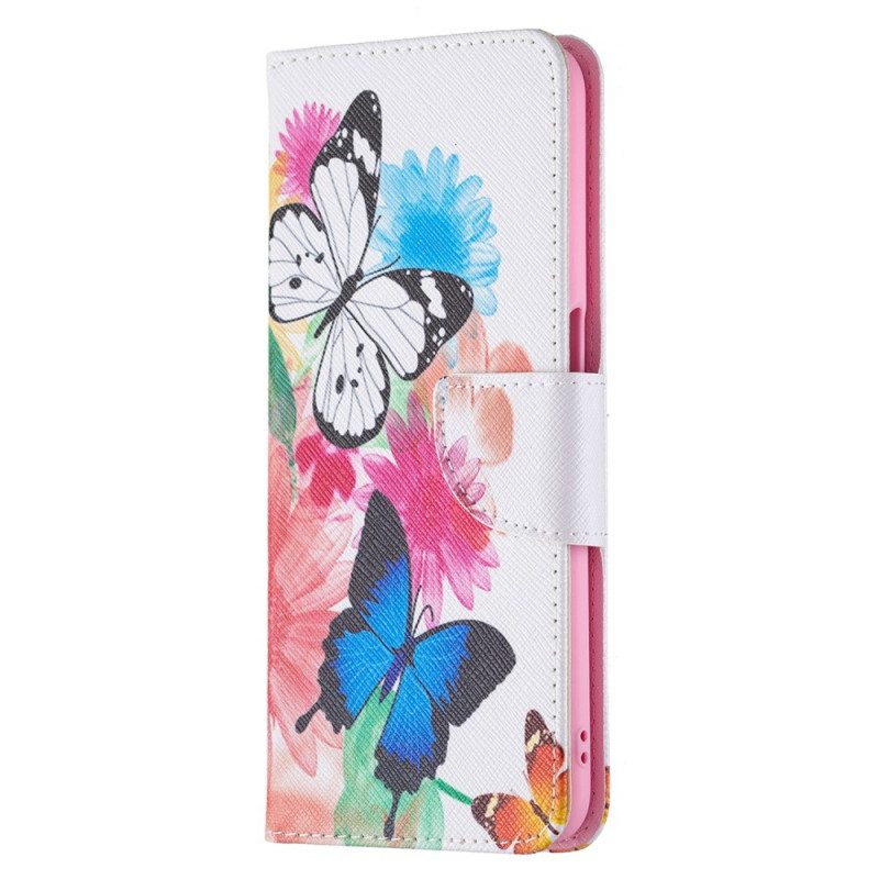 Folio Cover Oppo A16 / A16s Farfalle E Fiori Dipinti