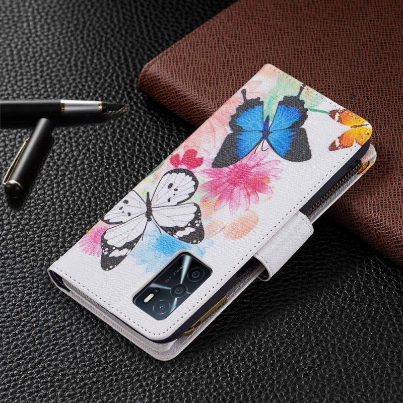 Folio Cover Oppo A16 / A16s Tasca Con Cerniera Per Farfalle