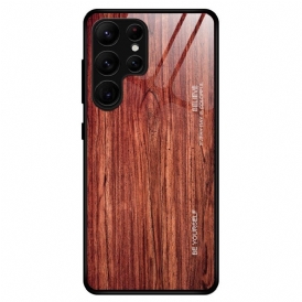 Cover Samsung Galaxy S23 Ultra 5G Design In Legno Vetro Temperato