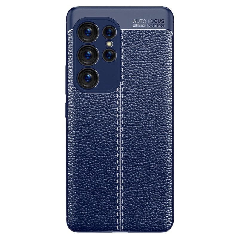 Cover Samsung Galaxy S23 Ultra 5G Doppia Linea Litchi Effetto Pelle