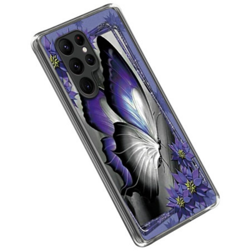 Cover Samsung Galaxy S23 Ultra 5G Farfalla Viola