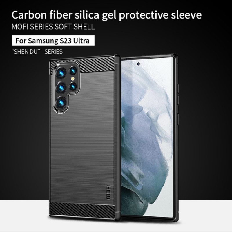 Cover Samsung Galaxy S23 Ultra 5G Fibra Di Carbonio Spazzolata Mofi