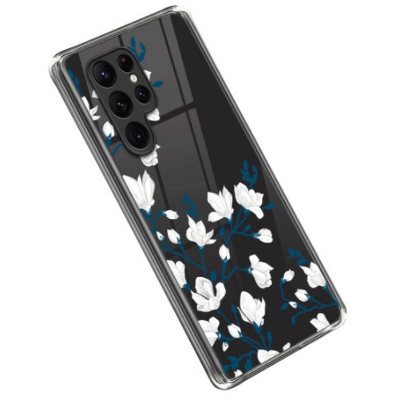 Cover Samsung Galaxy S23 Ultra 5G Fiori Bianchi