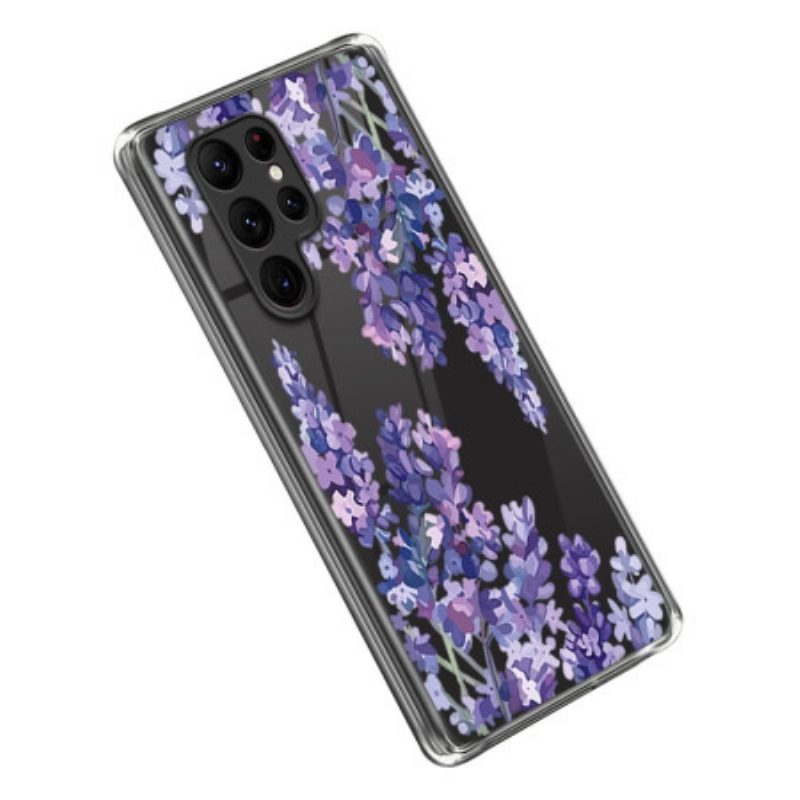 Cover Samsung Galaxy S23 Ultra 5G Fiori Viola Senza Soluzione Di Continuità