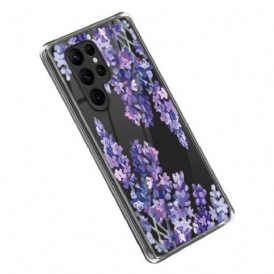 Cover Samsung Galaxy S23 Ultra 5G Fiori Viola Senza Soluzione Di Continuità