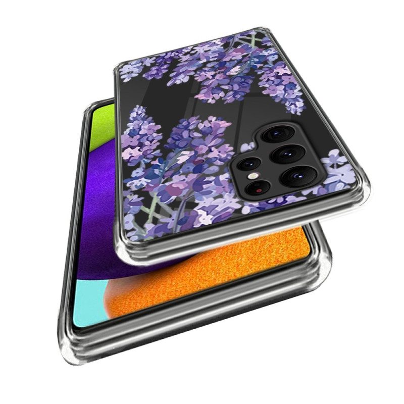 Cover Samsung Galaxy S23 Ultra 5G Fiori Viola Senza Soluzione Di Continuità