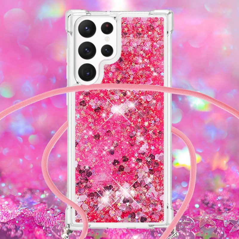 Cover Samsung Galaxy S23 Ultra 5G Paillettes Con Coulisse