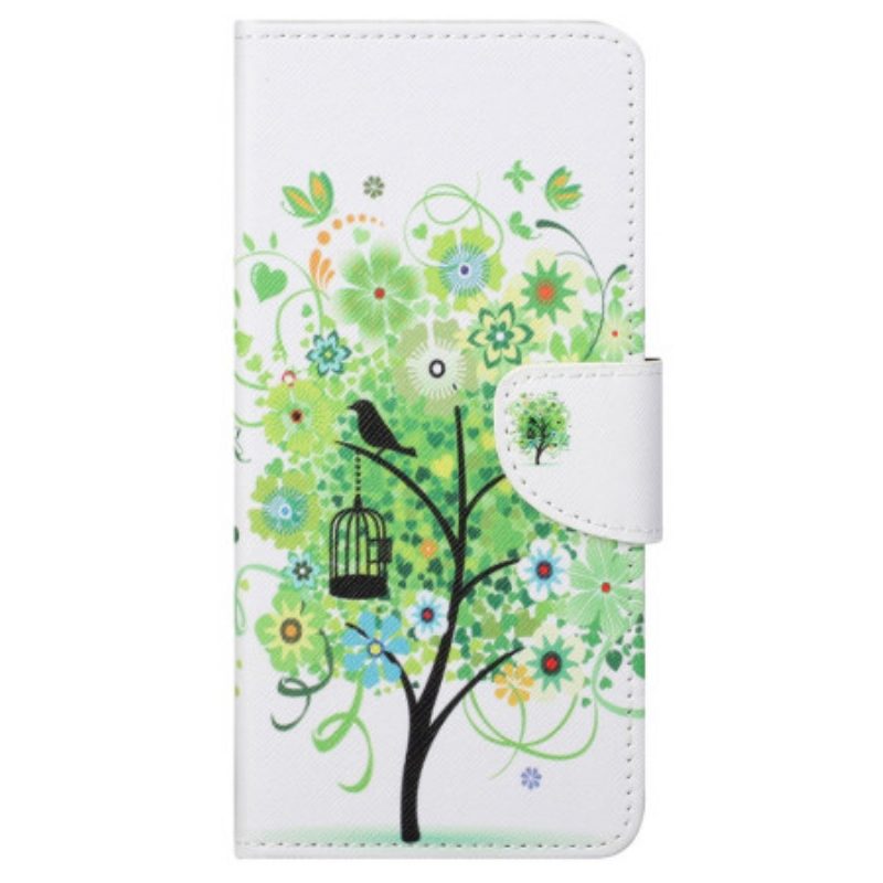 Custodia in pelle Samsung Galaxy S23 Ultra 5G Albero Con Fogliame Verde