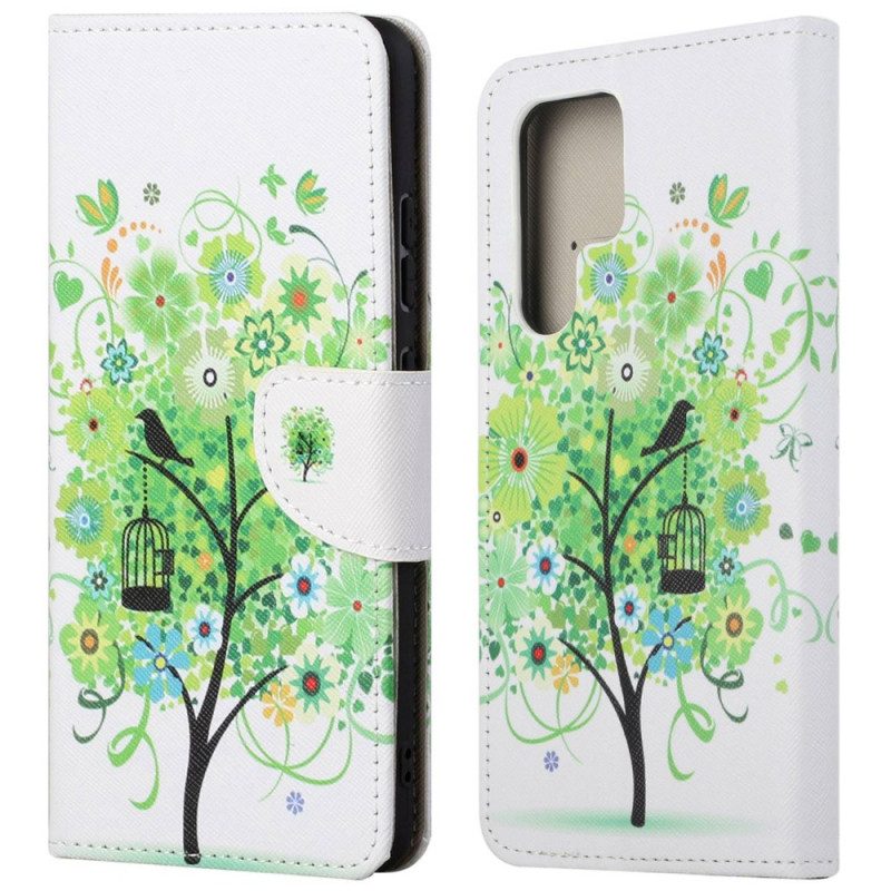 Custodia in pelle Samsung Galaxy S23 Ultra 5G Albero Con Fogliame Verde