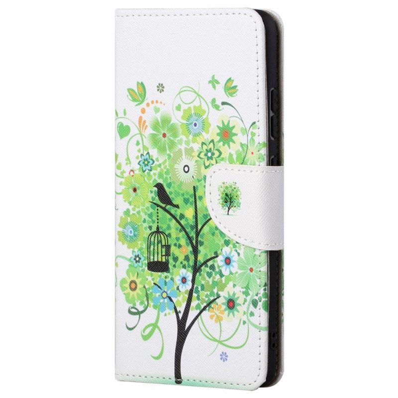 Custodia in pelle Samsung Galaxy S23 Ultra 5G Albero Con Fogliame Verde