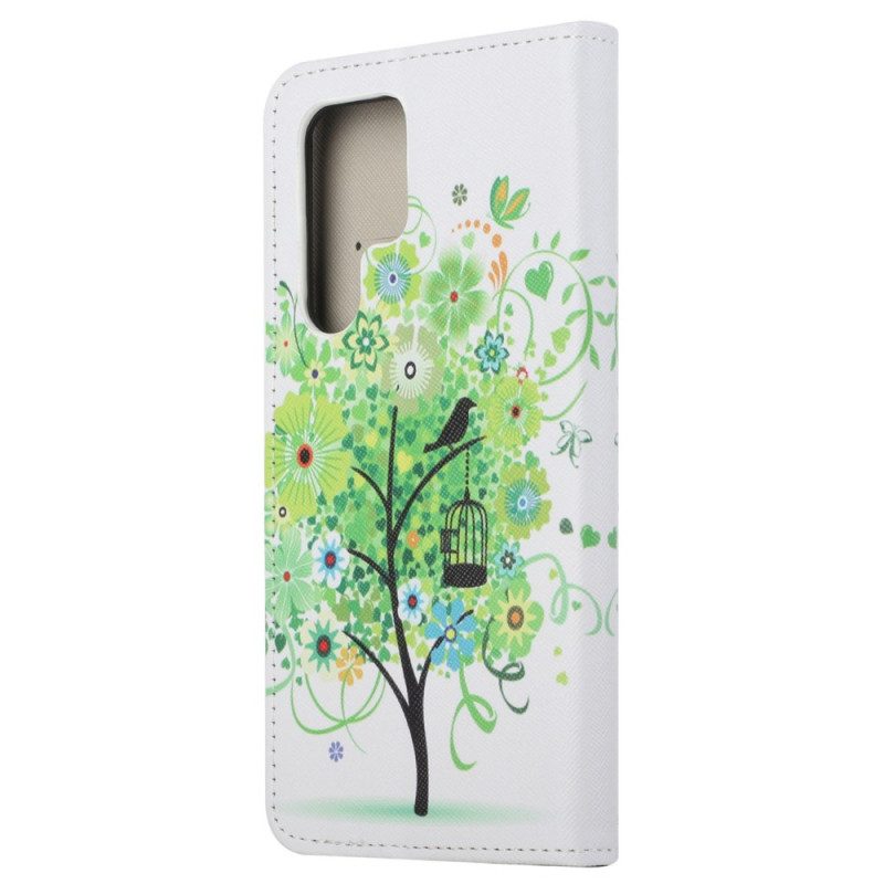 Custodia in pelle Samsung Galaxy S23 Ultra 5G Albero Con Fogliame Verde