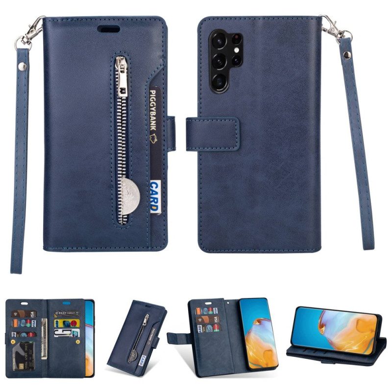 Custodia in pelle Samsung Galaxy S23 Ultra 5G Borsa Con Cordino