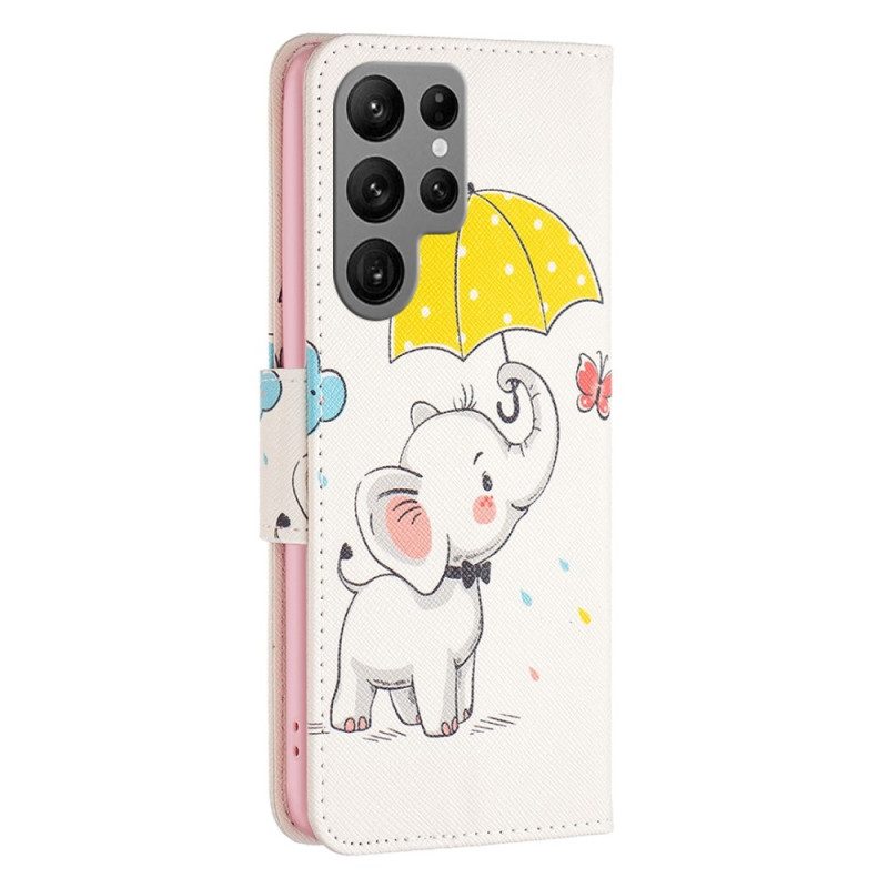 Custodia in pelle Samsung Galaxy S23 Ultra 5G Cucciolo Di Elefante