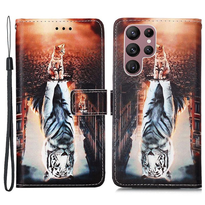 Custodia in pelle Samsung Galaxy S23 Ultra 5G Gattino