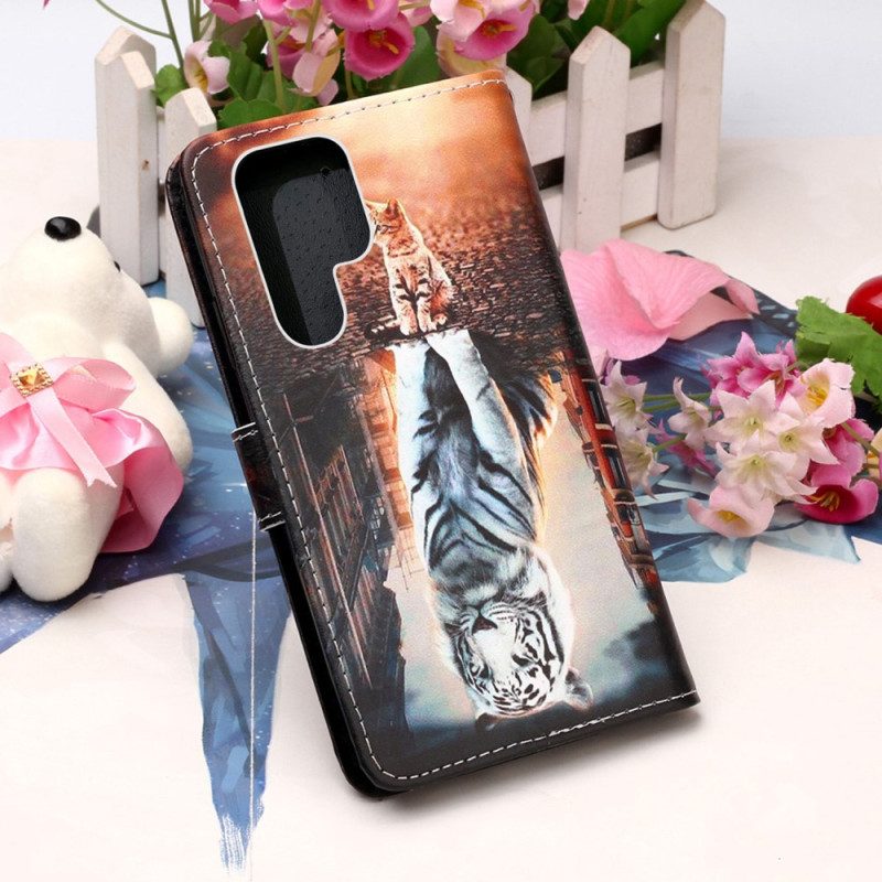 Custodia in pelle Samsung Galaxy S23 Ultra 5G Gattino