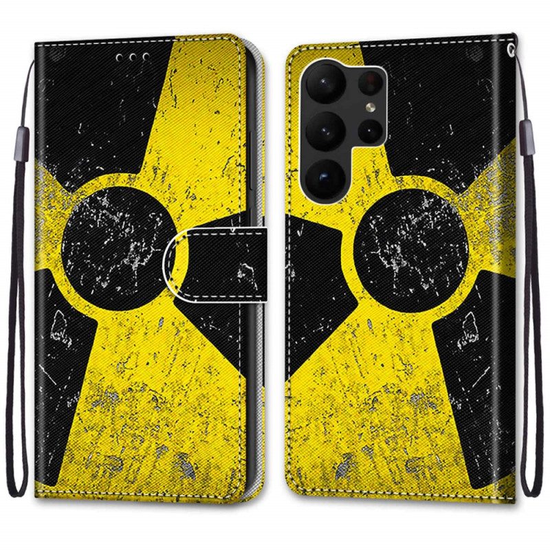 Custodia in pelle Samsung Galaxy S23 Ultra 5G Giallo E Nero