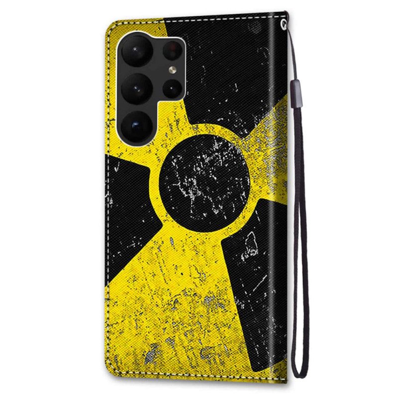 Custodia in pelle Samsung Galaxy S23 Ultra 5G Giallo E Nero