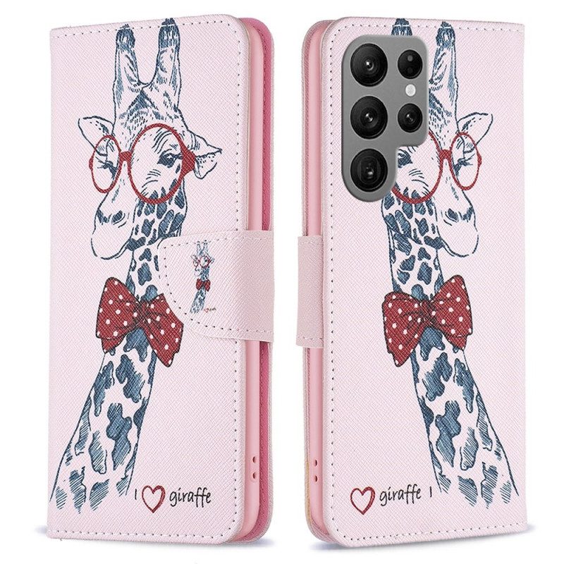 Custodia in pelle Samsung Galaxy S23 Ultra 5G Giraffa Intelligente