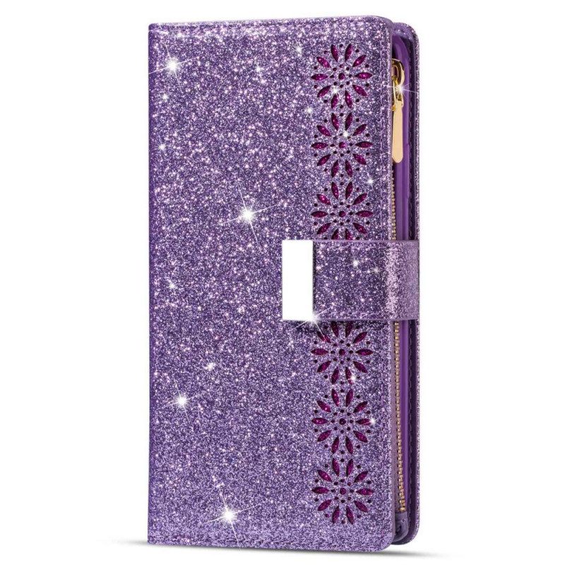 Custodia in pelle Samsung Galaxy S23 Ultra 5G Portafoglio Portafoglio Con Paillettes