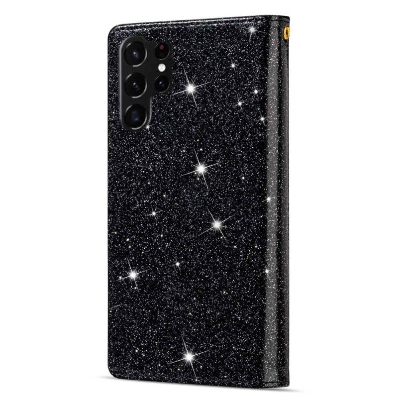 Custodia in pelle Samsung Galaxy S23 Ultra 5G Portafoglio Portafoglio Con Paillettes