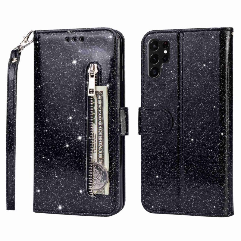 Custodia in pelle Samsung Galaxy S23 Ultra 5G Portamonete Glitterato