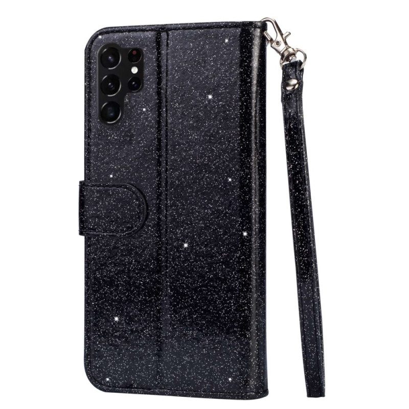 Custodia in pelle Samsung Galaxy S23 Ultra 5G Portamonete Glitterato