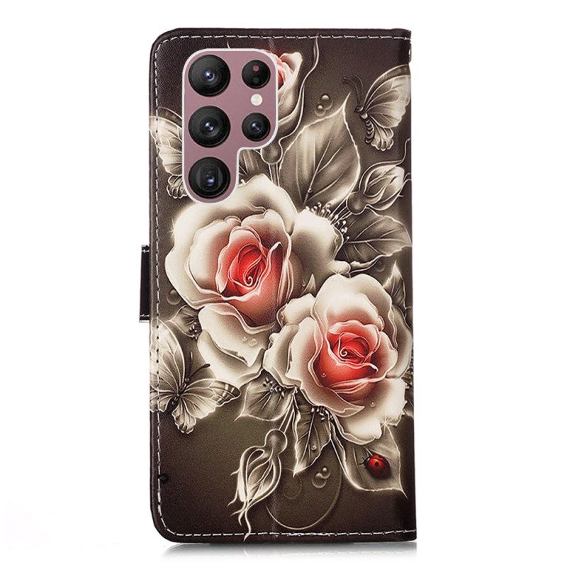 Custodia in pelle Samsung Galaxy S23 Ultra 5G Rose D'oro