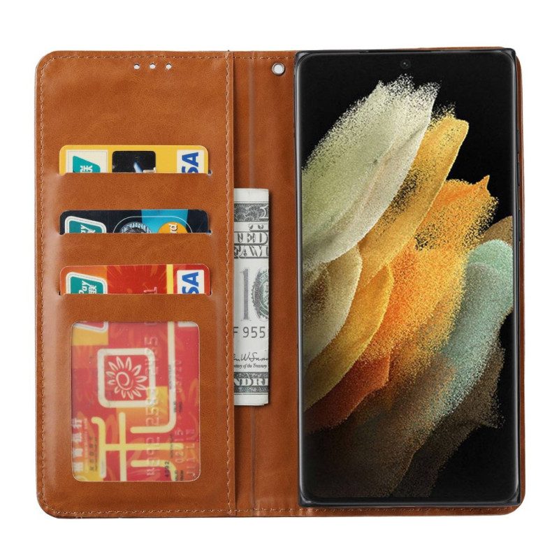 Folio Cover Samsung Galaxy S23 Ultra 5G Custodia in pelle Portacarte In Ecopelle