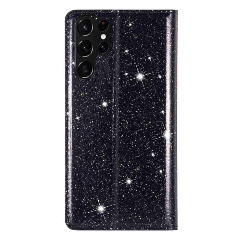 Folio Cover Samsung Galaxy S23 Ultra 5G Custodia in pelle Stile Paillettes