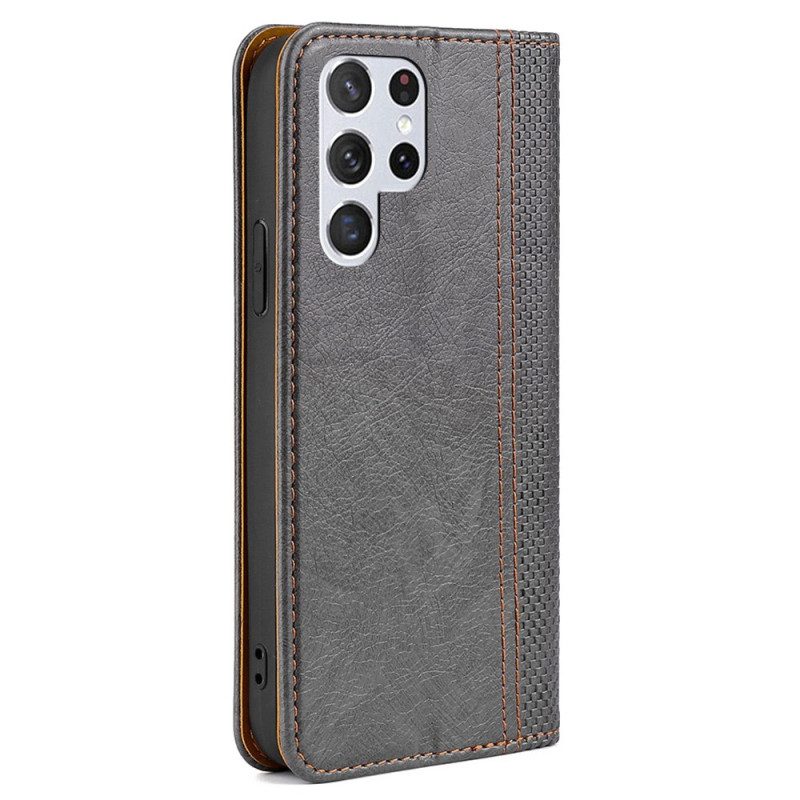 Folio Cover Samsung Galaxy S23 Ultra 5G Custodia in pelle Stile Vintage