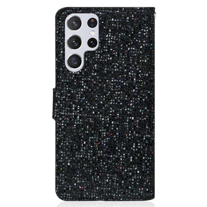 Folio Cover Samsung Galaxy S23 Ultra 5G Paillettes Strappy