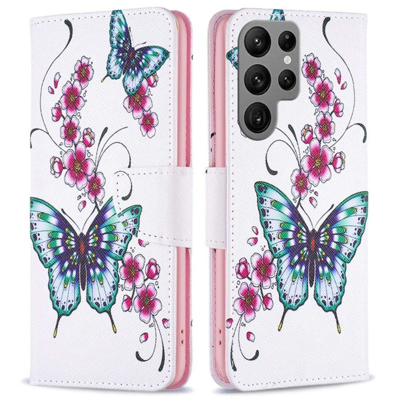 Folio Cover Samsung Galaxy S23 Ultra 5G Rifiuta Le Farfalle