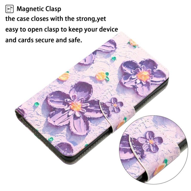 Folio Cover Samsung Galaxy S23 Ultra 5G Solo Fiori Con Cinturino