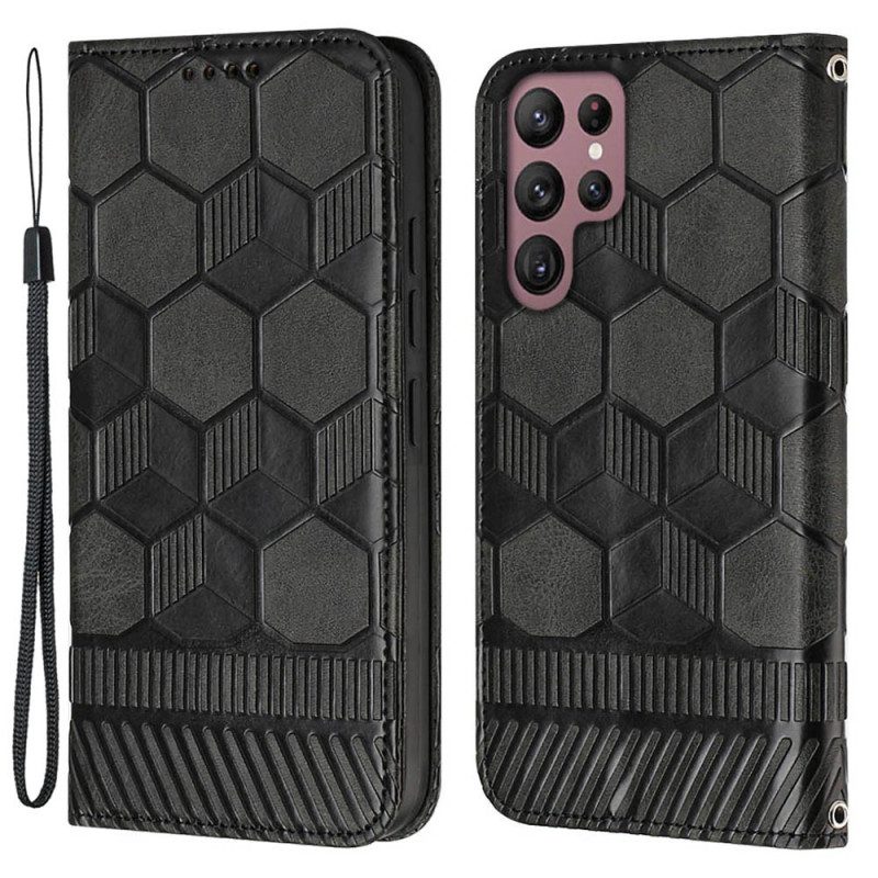 Folio Cover Samsung Galaxy S23 Ultra 5G Stile Da Calcio Strappy