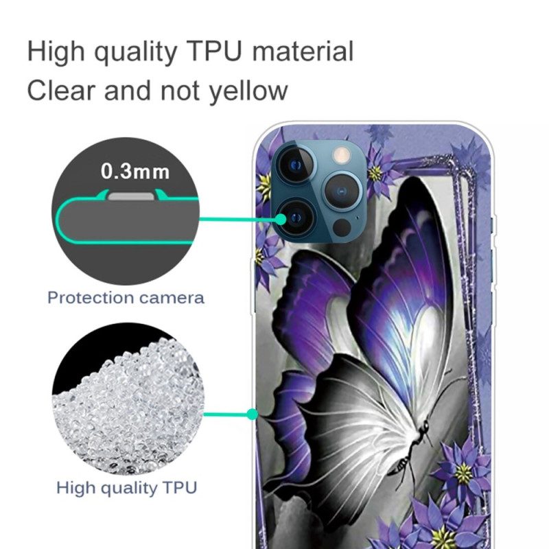 Cover iPhone 14 Pro Max Farfalla Viola