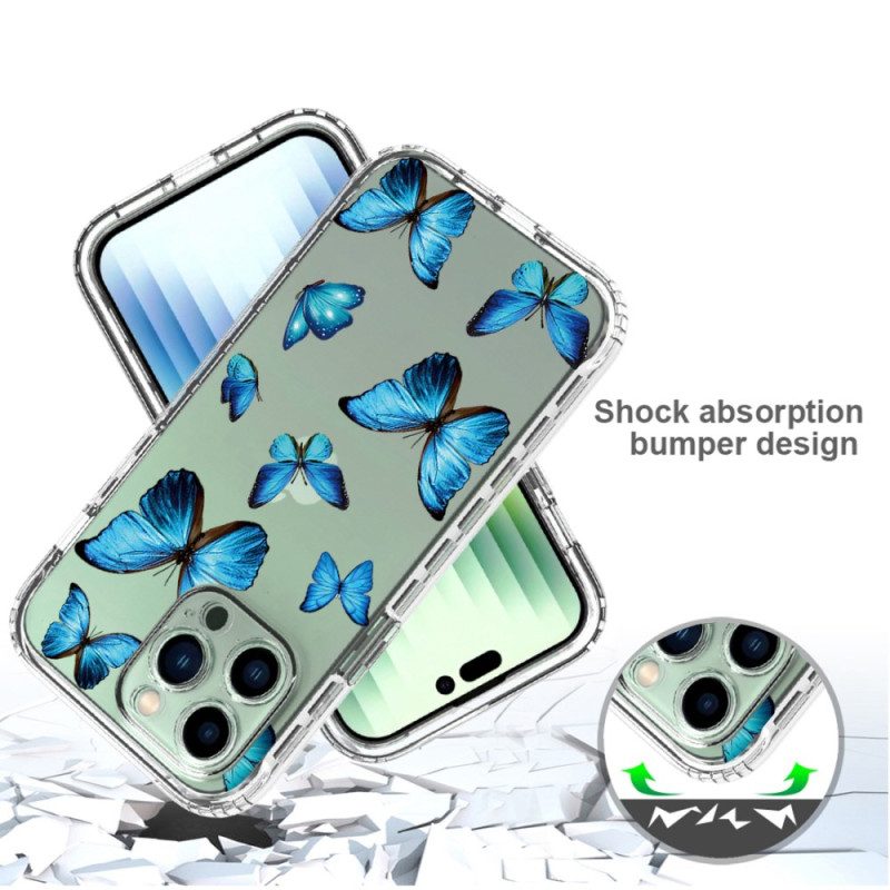 Cover iPhone 14 Pro Max Farfalle Blu Migliorate