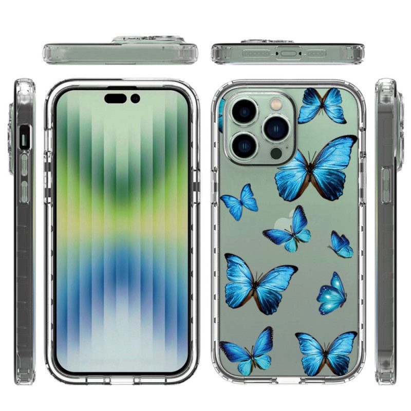 Cover iPhone 14 Pro Max Farfalle Blu Migliorate