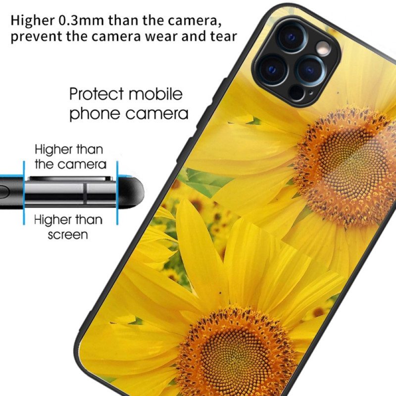 Cover iPhone 14 Pro Max Girasoli In Vetro Temperato