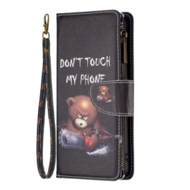 Custodia A Portafoglio iPhone 14 Pro Max Tasca Con Zip Dangerous Bear