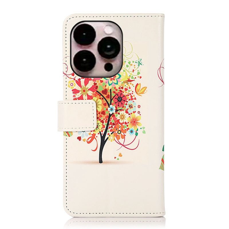 Custodia in pelle iPhone 14 Pro Max Albero In Fiore