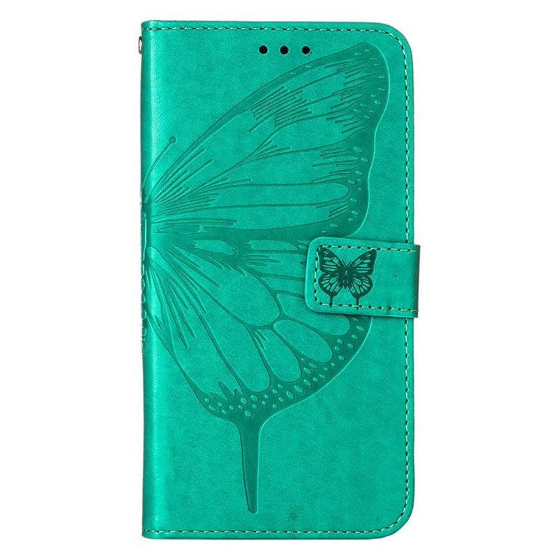 Custodia in pelle iPhone 14 Pro Max Farfalla Barocco Strappy